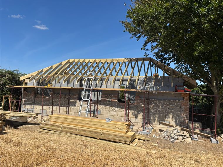 The barn under its new roof