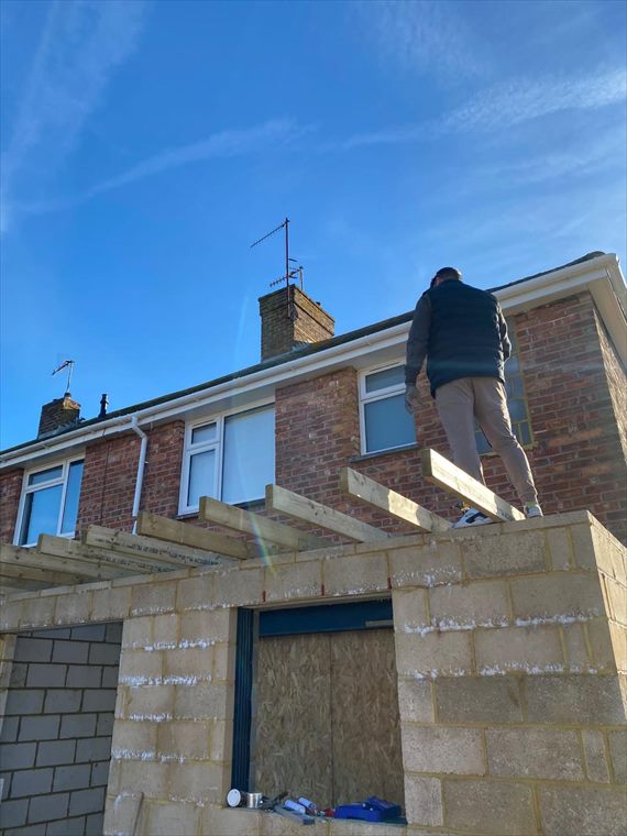 Roof joists going on