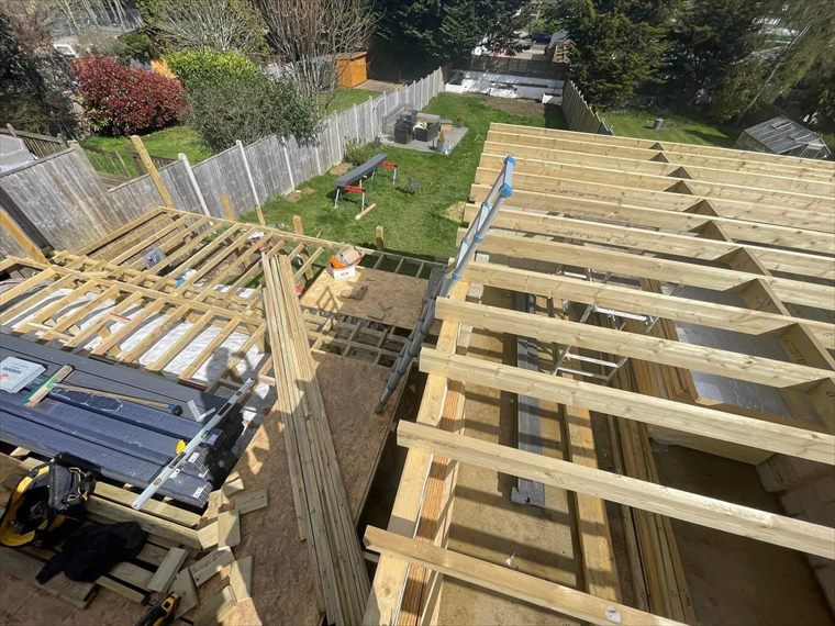 Decking sub-frame under construction