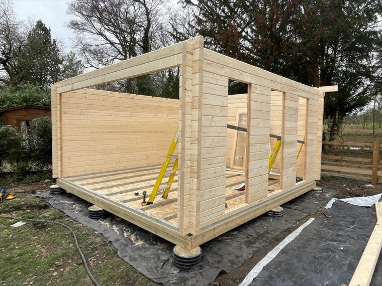 Timber garden room going up