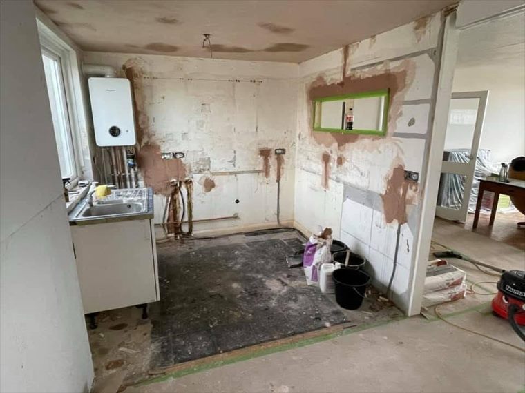 Kitchen stripped back to the walls