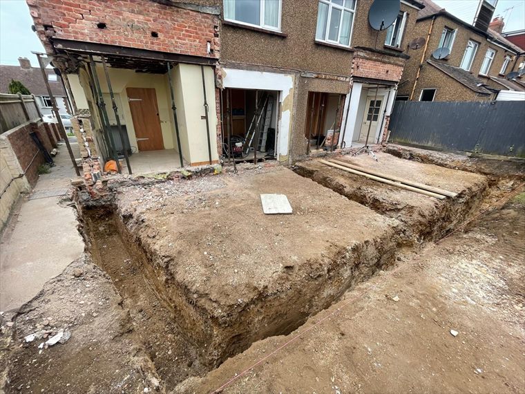 Excavating the extension foundations