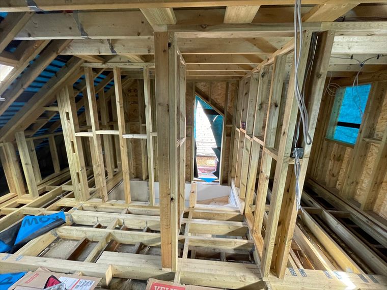 Timber-framed dormer taking shape